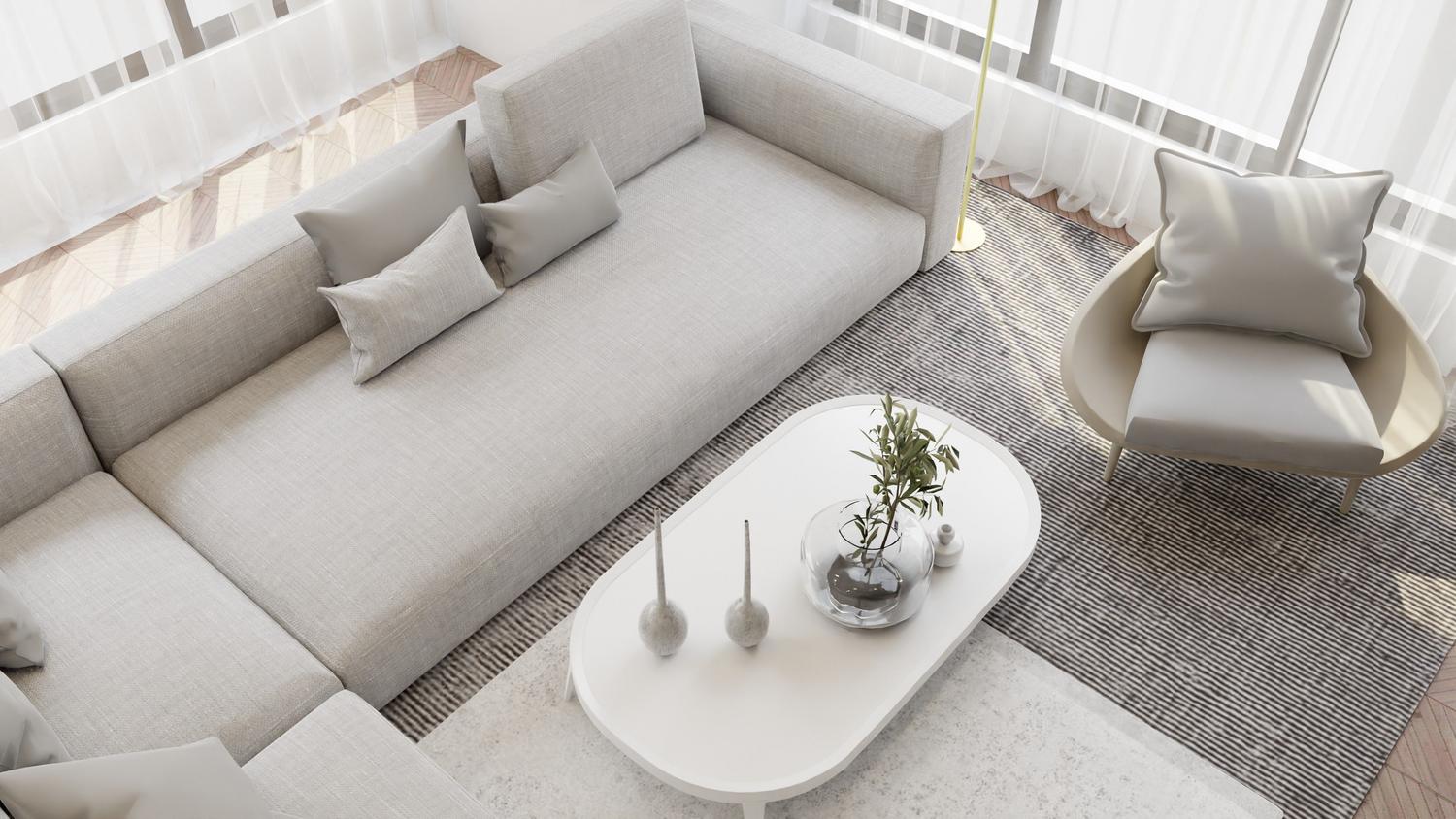 Habitación acogedora y minimalista, ejemplo de estancia para el cálculo de BTU en dormitorios pequeños.